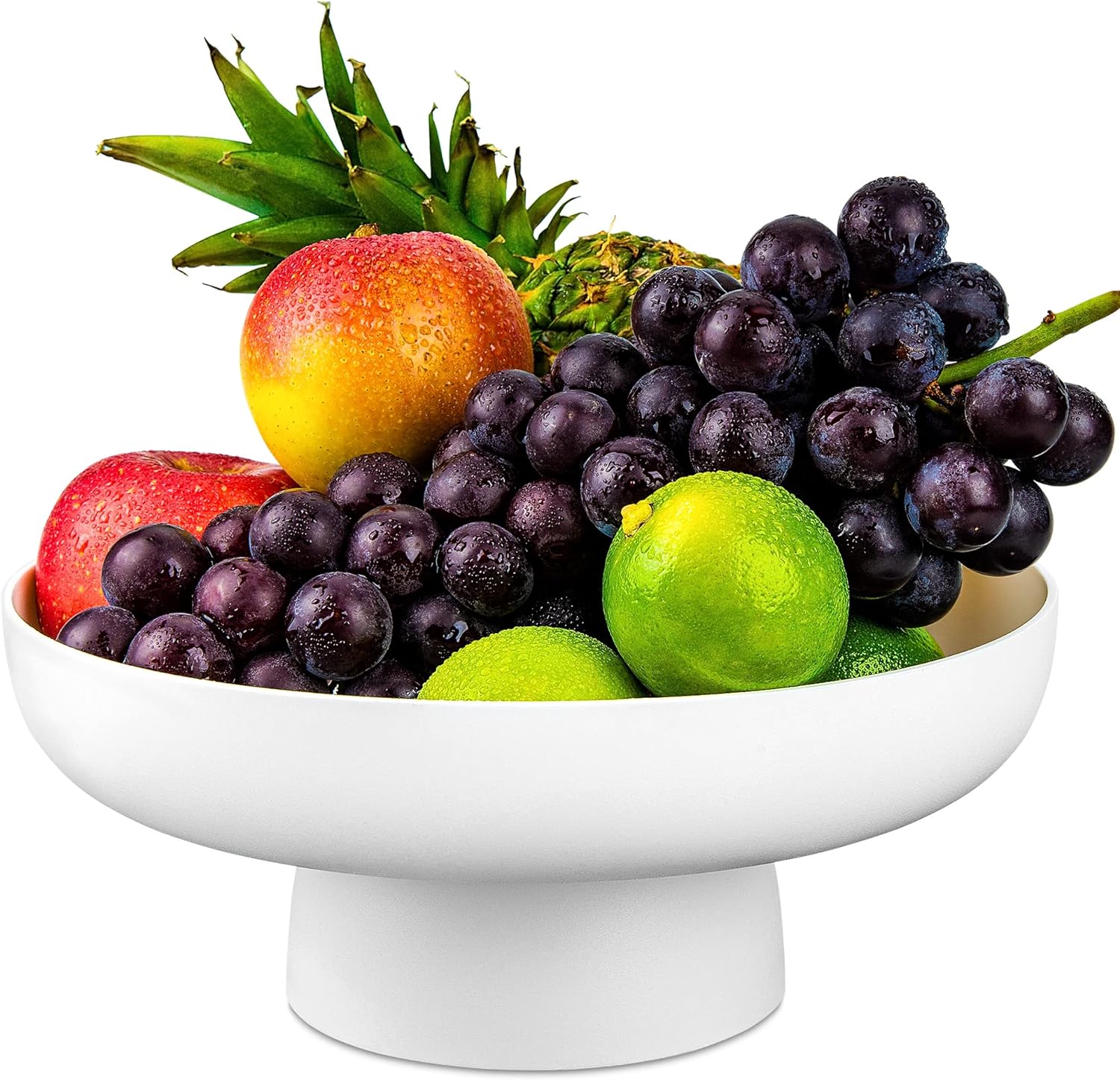 10.4 Inch Fruit Bowl, Fruit Bowl For Kitchen Counter, Pedestal Fruit Bowl For Table Countertop, Fruit Bowls For Home, White